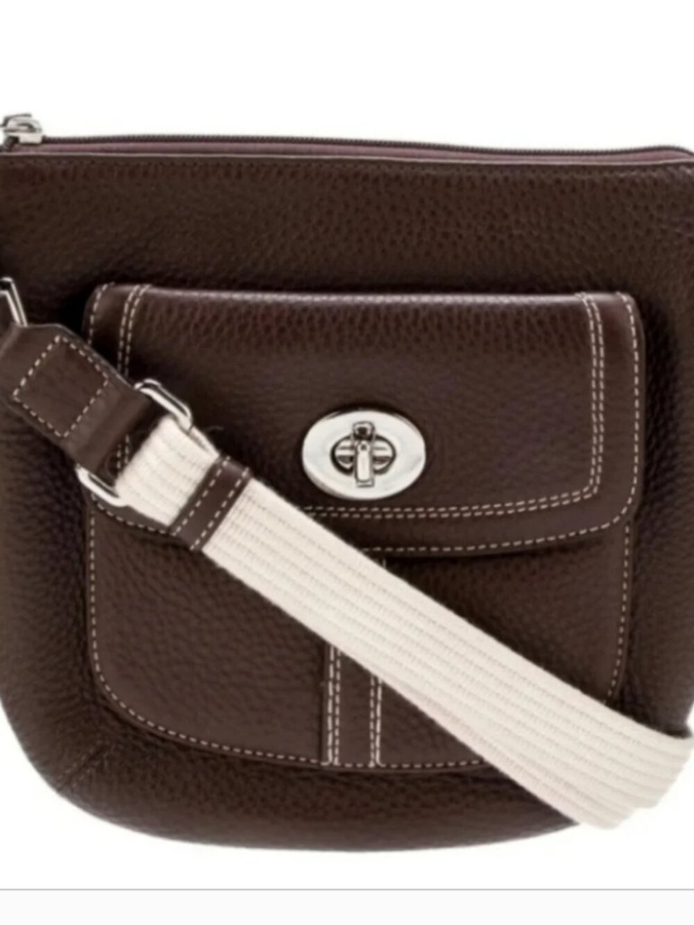 Coach Hamilton Pebbled Leather Crossbody Bag Brown Handbag Purse Swingpack